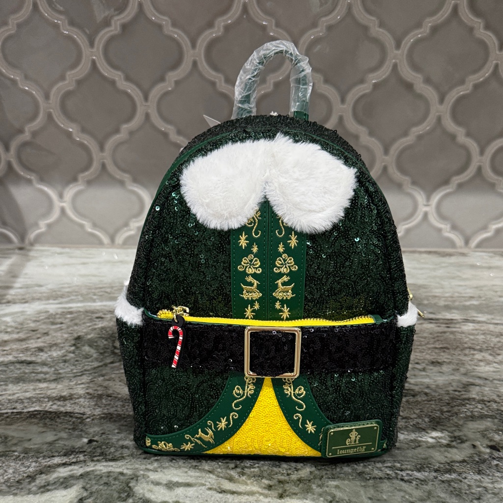 Loungefly Elf Sequin Mini Backpack With Matching Wallet